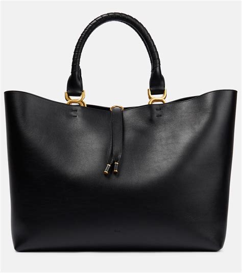 chloe black leather tote|chloe marcie leather tote.